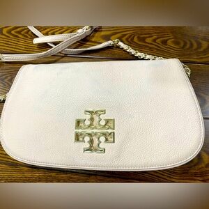 Tory Burch | Britten Nude Pink Leather Clutch Crossbody Bag
